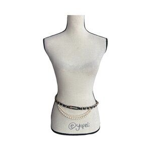 Chanel pearl leather chain crystal belt